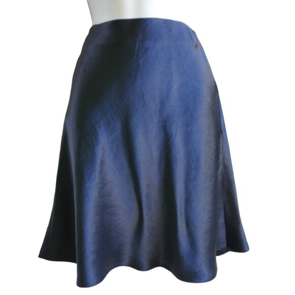 Aritzia Babaton Slip Satin Mini Skirt Starboard Blue Bias Cut Elastic Waist 6 - Picture 1 of 5
